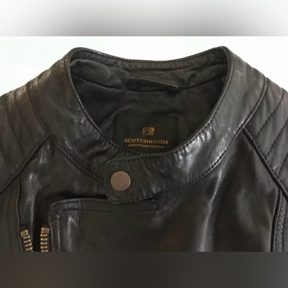 Men’s Small Scotch and Soda Black Leather Jacket - Picture 6 of 8